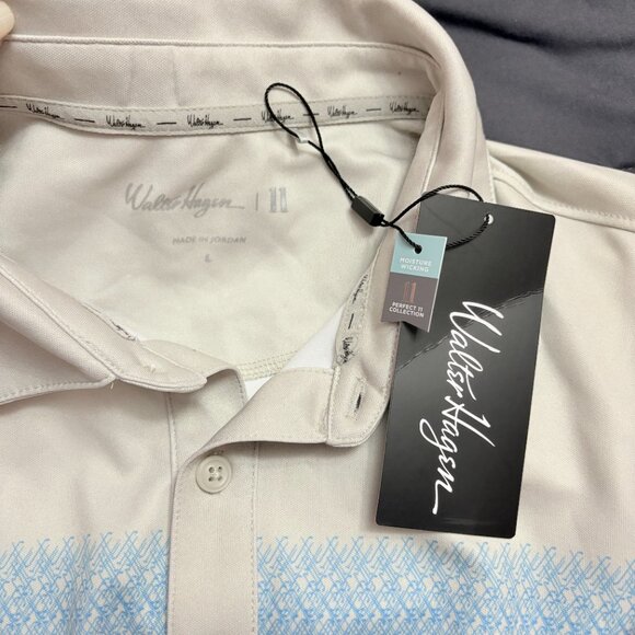 Walter Hagen P11 "Club Chest Stripe" Men's Polo Glacier Grey - Size: Large - NWT - Picture 11 of 14
